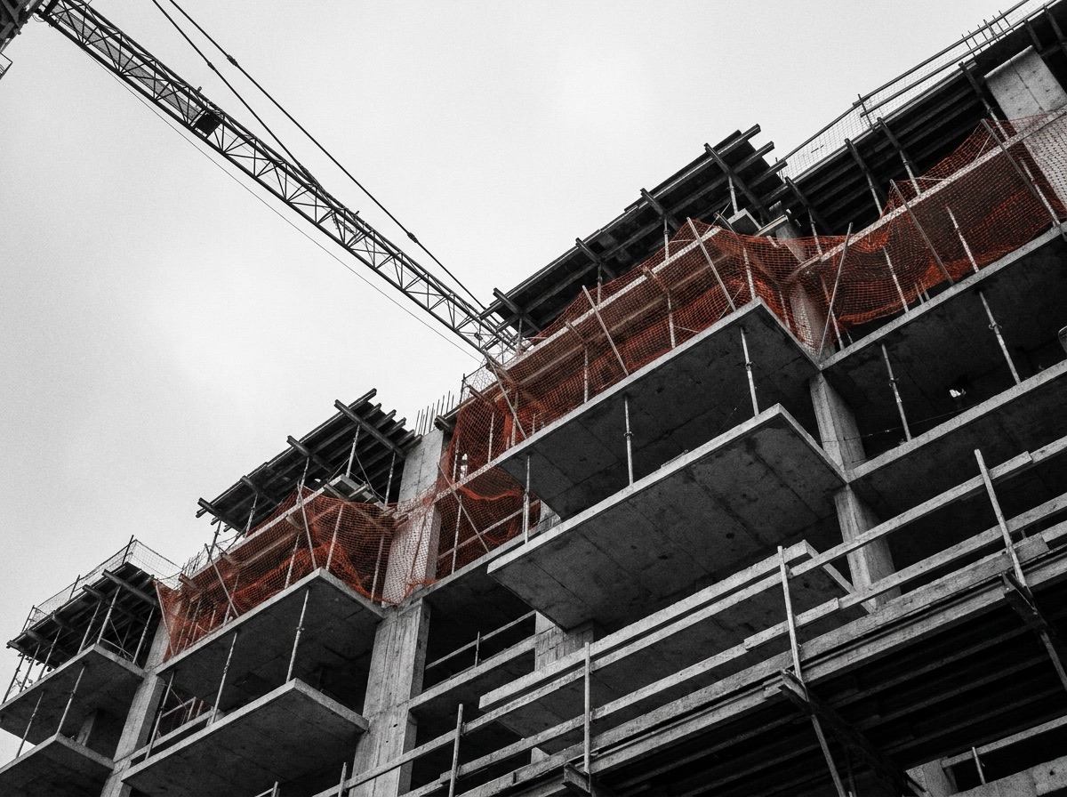 Concrete facade under construction at Foundry Nine